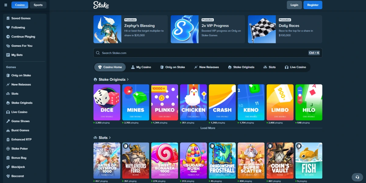 παιχνίδια στη Stake